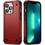 For iPhone 13 Pro Max 2 in 1 Soft TPU Hard PC Phone Case(Red Rose Red)