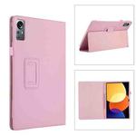 For Xiaomi Pad 5 Pro 12.4 Litchi Texture Leather Tablet Case with Holder(Pink)