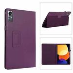 For Xiaomi Pad 5 Pro 12.4 Litchi Texture Leather Tablet Case with Holder(Purple)