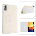 For Xiaomi Pad 5 Pro 12.4 Litchi Texture Leather Tablet Case with Holder(White)