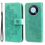 For Huawei nova Y90 / Enjoy 50 Pro 7-petal Flowers Embossing Leather Phone Case(Green)