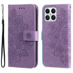 For Honor X8 5G / X6 7-petal Flowers Embossing Leather Phone Case(Light Purple)