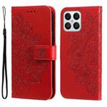 For Honor X8 5G / X6 7-petal Flowers Embossing Leather Phone Case(Red)