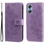 For OPPO A17 7-petal Flowers Embossing Leather Phone Case(Light Purple)