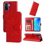 For Huawei nova Y70 / Y70 Plus / Enjoy 50 Embossed Sunflower Leather Phone Case(Red)
