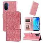 For Huawei nova Y70 / Y70 Plus / Enjoy 50 Embossed Sunflower Leather Phone Case(Rose Gold)