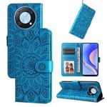 For Huawei nova Y90 / Enjoy 50 Pro Embossed Sunflower Leather Phone Case(Blue)