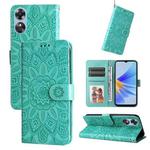 For OPPO A17 Embossed Sunflower Leather Phone Case(Green)