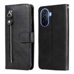 For Huawei nova Y70 / Y70 Plus/ Enjoy 50 Calf Texture Zipper Leather Phone Case(Black)