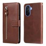 For Huawei nova Y70 / Y70 Plus/ Enjoy 50 Calf Texture Zipper Leather Phone Case(Brown)