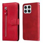 For Honor X8 5G / X6 Calf Texture Zipper Leather Phone Case(Red)