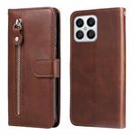 For Honor X8 5G / X6 Calf Texture Zipper Leather Phone Case(Brown)