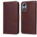 For OPPO A17 Classic Calf Texture Flip Leather Phone Case(Brown)