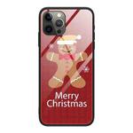 For iPhone 14 Pro Christmas Glass Phone Case(Brown Toy Bear)