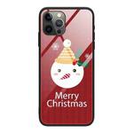 For iPhone 14 Pro Christmas Glass Phone Case(Snowman)