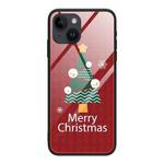 For iPhone 13 Christmas Glass Phone Case(Christmas Trees)
