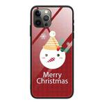 For iPhone 13 Pro Christmas Glass Phone Case(Snowman)
