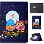 Electric Horizontal Flat Painted Leather Case with Pen Cover & Card Slot & Holder(Couple Owls)
