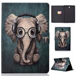 Electric Horizontal Flat Painted Leather Case with Pen Cover & Card Slot & Holder(Elephant)