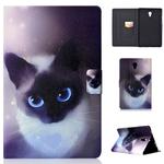 Electric Horizontal Flat Painted Leather Case with Pen Cover & Card Slot & Holder(Blue Eyed Cat)