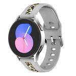 For Samsung Galaxy Watch 5 40mm / 44mm Vertical Grain Printing Silicone Watch Band(Grey Leopard Print)
