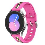 For Samsung Galaxy Watch 5 40mm / 44mm Vertical Grain Printing Silicone Watch Band(Rose Red Leopard Print)