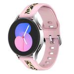 For Samsung Galaxy Watch 5 Pro 45mm Vertical Grain Printing Silicone Watch Band(Pink Leopard Print)