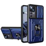 For Xiaomi 12T / 12T Pro / Redmi K50 Ultra Sliding Camshield TPU+PC Phone Case with Card Slot(Blue)