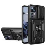 For Xiaomi 12T / 12T Pro / Redmi K50 Ultra Sliding Camshield TPU+PC Phone Case with Card Slot(Black)