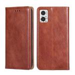 For Motorola Moto E22/E22i Gloss Oil Solid Color Magnetic Leather Phone Case(Brown)