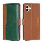 For Samsung Galaxy A04 Contrast Color Side Buckle Leather Phone Case(Light Brown+Green)