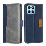 For Honor X8 5G/X6 Contrast Color Side Buckle Leather Phone Case(Blue+Grey)