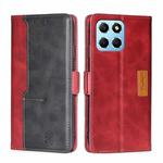 For Honor X8 5G/X6 Contrast Color Side Buckle Leather Phone Case(Red+Black)