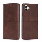 For Samsung Galaxy A04 Cow Texture Magnetic Horizontal Flip Leather Phone Case(Dark Brown)