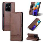 For vivo Y22/Y22s/Y35 4G Magnetic Calf Texture Leather Phone Case(Dark Brown)