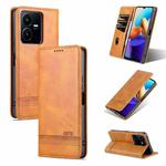For vivo Y22/Y22s/Y35 4G Magnetic Calf Texture Leather Phone Case(Light Brown)