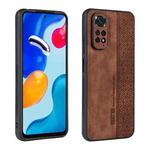 For Xiaomi Redmi Note 11S/Note 11 Global AZNS 3D Embossed Skin Feel Phone Case(Brown)