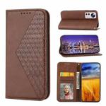 For Xiaomi 12 Pro/12S Pro Cubic Grid Calf Texture Magnetic Closure Leather Phone Case(Brown)