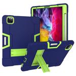 For iPad Pro 11 inch 2021 / 2020 Contrast Color Robot Shockproof Silicon + PC Protective Tablet Case with Holder & Pen Slot(Navy Blue + Yellow-green)