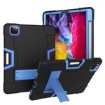 For iPad Pro 11 inch 2021 / 2020 Contrast Color Robot Shockproof Silicon + PC Protective Tablet Case with Holder & Pen Slot(Black + Blue)