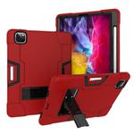 For iPad Pro 11 inch 2021 / 2020 Contrast Color Robot Shockproof Silicon + PC Protective Tablet Case with Holder & Pen Slot(Red + Black)