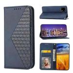 For Sharp Aquos sense 4 4G/sense5G Cubic Grid Calf Texture Magnetic Closure Leather Phone Case(Blue)