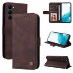 For Samsung Galaxy S23 5G Skin Feel Life Tree Metal Button Leather Phone Case(Brown)