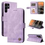 For Samsung Galaxy S23 Ultra 5G Skin Feel Life Tree Metal Button Leather Phone Case(Purple)