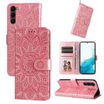 For Samsung Galaxy S23+ 5G Embossed Sunflower Leather Phone Case(Pink)