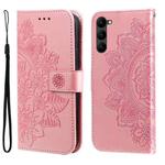 For Samsung Galaxy S23 5G 7-petal Flowers Embossing Leather Phone Case(Rose Gold)