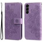 For Samsung Galaxy S23 5G 7-petal Flowers Embossing Leather Phone Case(Purple)