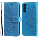 For Samsung Galaxy S23+ 5G 7-petal Flowers Embossing Leather Phone Case(Blue)