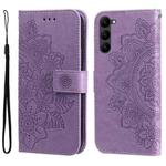 For Samsung Galaxy S23+ 5G 7-petal Flowers Embossing Leather Phone Case(Purple)