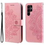 For Samsung Galaxy S23 Ultra 5G 7-petal Flowers Embossing Leather Phone Case(Rose Gold)